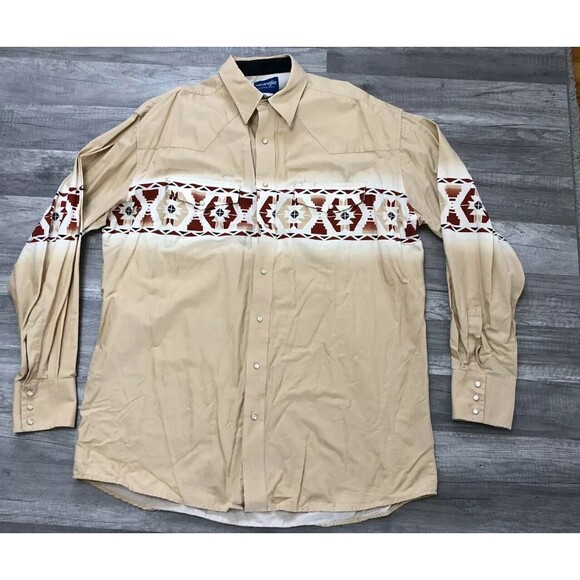 Wrangler Other - Vintage Wrangler Western Brushpopper Shirt Men 3XL Brown Geometric Southwest